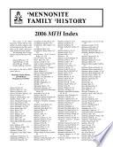 Mennonite Family History 2006 Back Issue Index