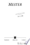 Mester : literary journal of the graduate students of the Department of Spanish and Portuguese...
