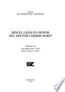 Miscel·lánia en honor del Doctor Casimir Martí