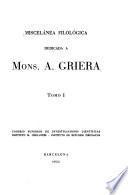 Miscelánea filológica dedicada a A. Griera