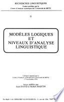 Modèles logiques et niveaux d'analyse linguistique