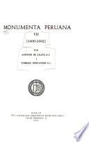 Monumenta Peruana: 1600-1602