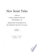 New Serial Titles