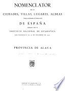 Nomenclátor de las ciudades, villas, lugares, aldeas y demás entidades de población de España: Alava