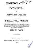 Nomenclatura farmacéutica y sinonimia general de farmacia y materia médica