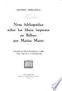 Nota bibliográfica sobre los libros impresos en Bilbao