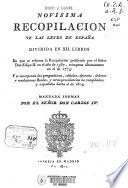 Novisima recopilación de las Leyes de España: Libros I-II