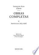 OBRAS COMPLETAS CLARIN. Tomo V ARTICULOS (1875-187