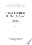 Obras poéticas de Juan Boscán: Obras de Boscán publicadas en la edición de Carles Amorós, 1543