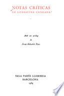 Obres completes de Joan Maragall: Notas críticas de literatura catalana