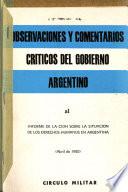 Observaciones y comentarios críticos del Gobierno argentino al Informe de la CIDH sobre la situación de los derechos humanos en Argentina (abril de 1980).