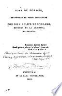 Odas de Horacio, traducidas en verso Castellano por ... F. de Sobrado