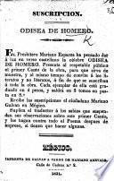 Odisea de Homero. [Book I. of the Odyssey translated into Spanish by M. Esparza as a specimen of the whole.]