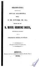 Oración cívica pronunciada en la alameda el 27 de octubre de 1871, por el sr. lic. d. Manuel Bermudez Zozaya, auditor de guerra de la comandancia general de México. Se imprime de órden de la Junta Cívica