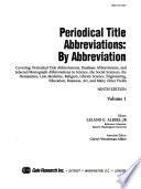 Periodical Title Abbreviations: By abbreviation