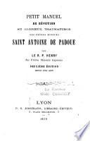 Petit manuel de dévotion au glorieux thaumaturge des Frères mineurs