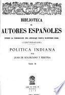 Política Indiana: Bibl. aut. esp., 254