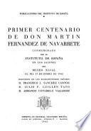 Primer centenario de don Martín Fernández de Navarrette, conmemorado por el Instituto de España en los salones del Museo naval el día 27 de enero de 1945