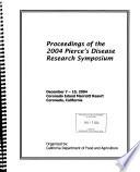 Proceedings of the 2004 Pierce's Disease Research Symposium