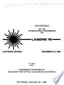 Proceedings of the International Conference on Lasers '85