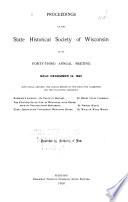 Proceedings of the State Historical Society of Wisconsin