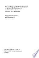 Proceeedings of the IV Colloquium on Generative Grammar