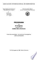 Programa del IX Congreso celebrado en el Instituto Ibero-Americano