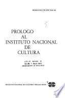 Prólogo al Instituto Nacional de Cultura