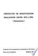 Proyectos de investigación realizados entre 1972 y 1984