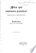 P̂ara qué estudiamos gramática?