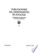 Publicaciones del Departamento de Zoología, Universidad de Barcelona, Facultad de Biología