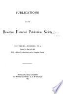 Publications of the Brookline Historical Publication Society