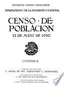 Quinto Censo de Población 15 de mayo de 1930. Coahuila
