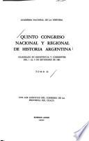 Quinto Congreso Nacional y Regional de Historia Argentina