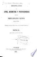 Recopilación de leyes, decretos y providencias de los poderes legislative y ejecutivo de las union