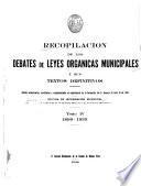 Recopilación de los debates de leyes orgánicas municipales y sus textos definitivos