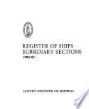 Register of Ships: Subsidiary Sections