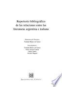 Repertorio bibliográfico de las relaciones entre las literaturas argentina e italiana