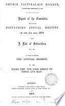 Report of the Committee, Read at the ... Annual Meeting, on the ...