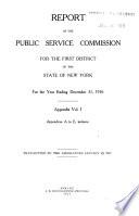 Report of the Public Service Commission for the First District of the State of New York