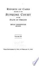 Reports of Cases Decided in the Supreme Court of the State of Oregon