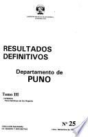 Resultados definitivos: Dept. de Puno (3 v.)