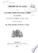 Resúmen de las actas de la Real Academia de Ciencias Exactas, Físicas y Naturales de Madrid, en al año académico de 1864 á 1865