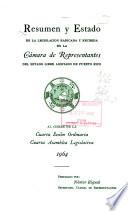 Resumen y estado de la legislacion radicada y recibida en la Camara de Representates de estado libre asociado de Puerto Rico