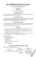 Revue d'histoire littéraire de la France