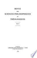 Revue des sciences philosophiques et théologiques