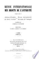 Revue internationale des droits de l'antiquité