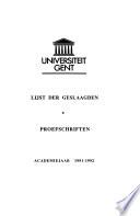 RUG. Lijst der geslaagden, proefschriften