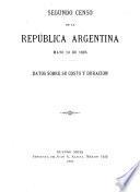 Segundo censo de la Republica Argentina, mayo de 1895
