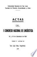 Segundo Congreso Nacional de Lingüística: Actas del II Congreso Nacional de Lingüística